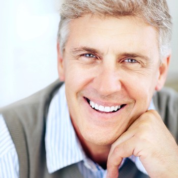 Closeup portrait of a handsome mature man smiling
